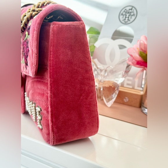 SOLD Pink Velvet Gucci Blind For Love Marmont Bag - Picture 6 of 12